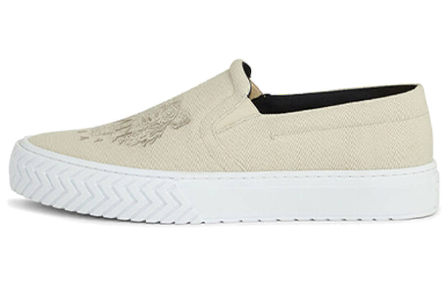 KENZO K Skate Tiger Laceless Low top Stylish Skateboarding Shoes Men's Ecru