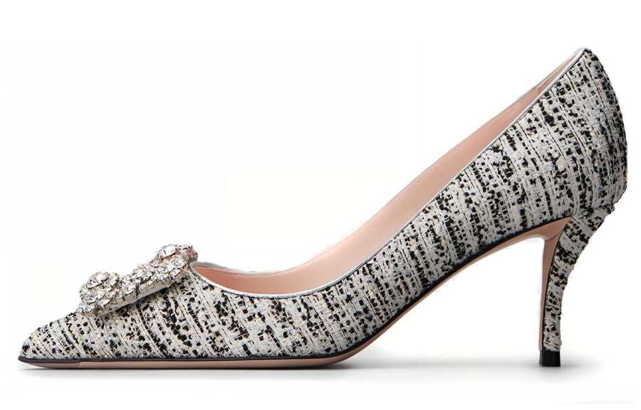 Roger Vivier Flower Strass Slim Heel High Heels 6.5cm Women's
