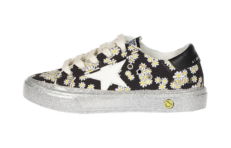 Golden Goose Cow Leather Skateboard Shoes Black White Infant And Toddler
