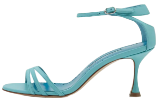 MANOLO BLAHNIK Leather Fashion One Strap Sandals Women's Blue