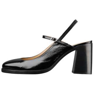 A.P.C Jade Patent Leather Chunky Heel High Heels 4.8cm Women's Black