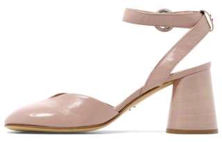HALMANERA Leather Chunky Heel High Heels Women's Pink
