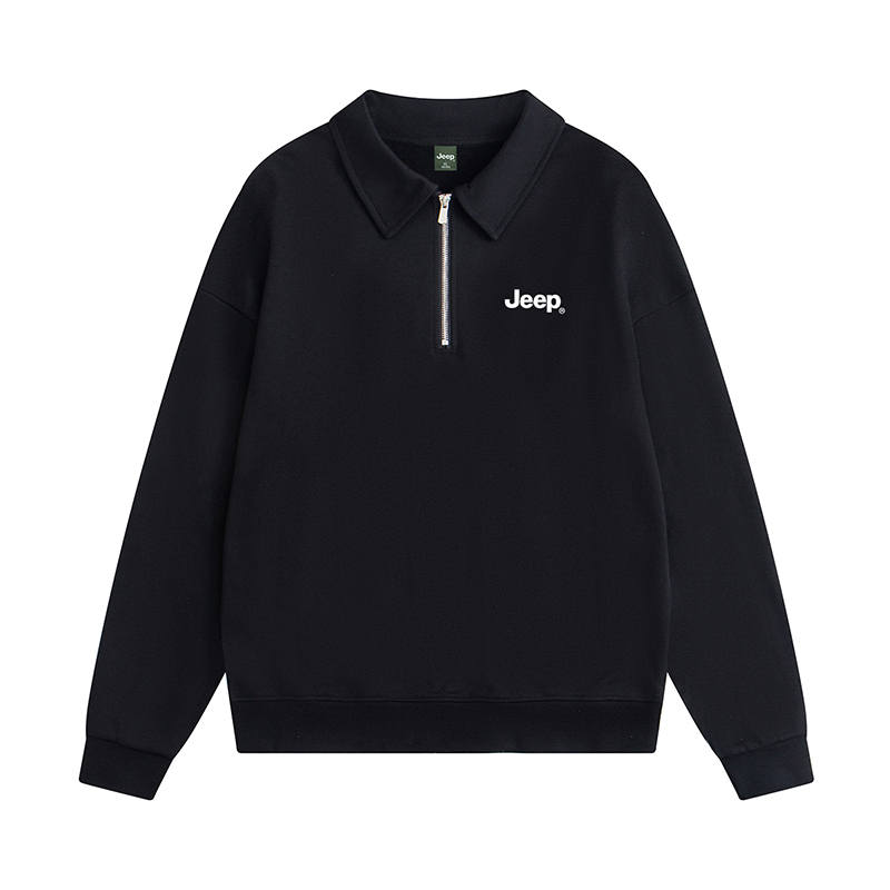 Jeep Jeep Sweatshirts Unisex Black Lapel Moderate Regular