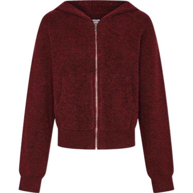 URBAN REVIVO Knitwear Women's Vermilion Hooded Moderate