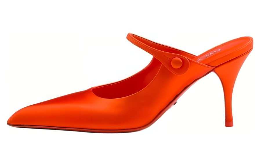 PRADA PRADA Closed Toe Slippers 8.5cm Women's Orange
