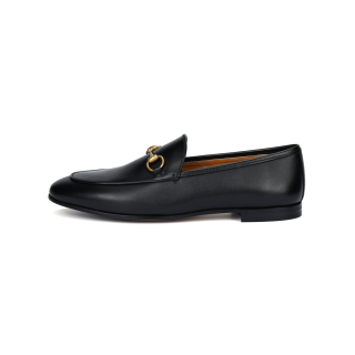 GUCCI Betis Glamour Leather Loafers Black Women's
