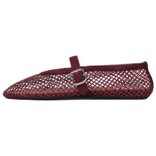 Alaia Flat Mary Jane Shoes Women's Garnet Red