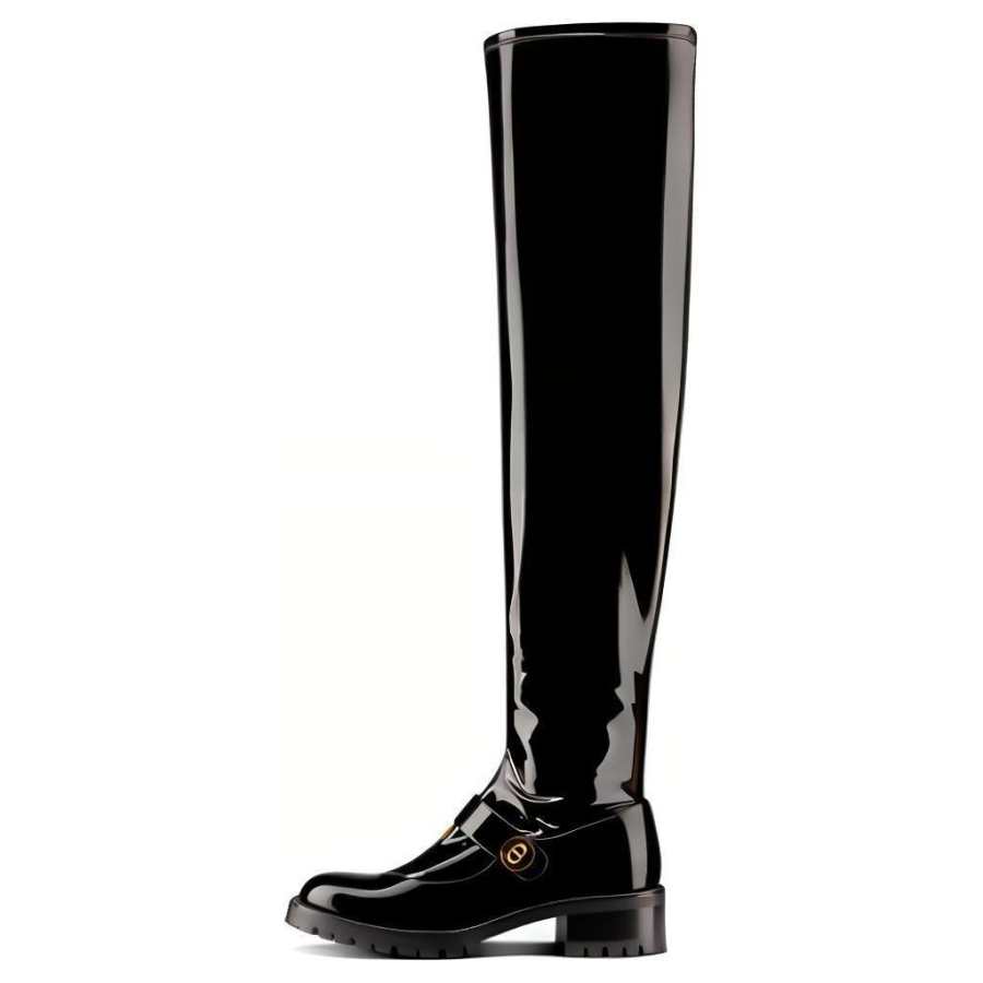 DIOR D Doll Knee high Boots Women's Black
