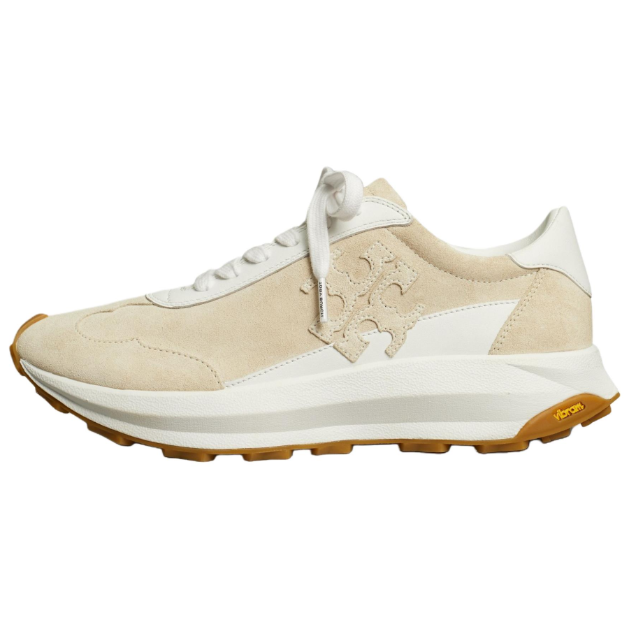 TORY BURCH Tory Suede Low top Casual Shoes Women's Light Cream