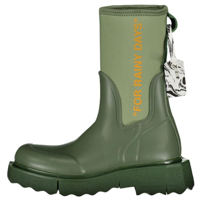 OFF-WHITE OFF WHITE Zip tie Rain Boots Green Women's