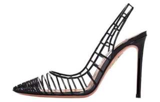 AQUAZZURA Patent Leather Slim Heel High Heels 10.5cm Women's Black