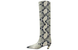 KHAITE Leather Knee high Boots Women's Python Print