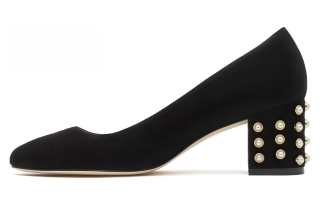 Stuart Weitzman/SW Sheepskin Chunky Heel High Heels 6cm Women's Black, Nude