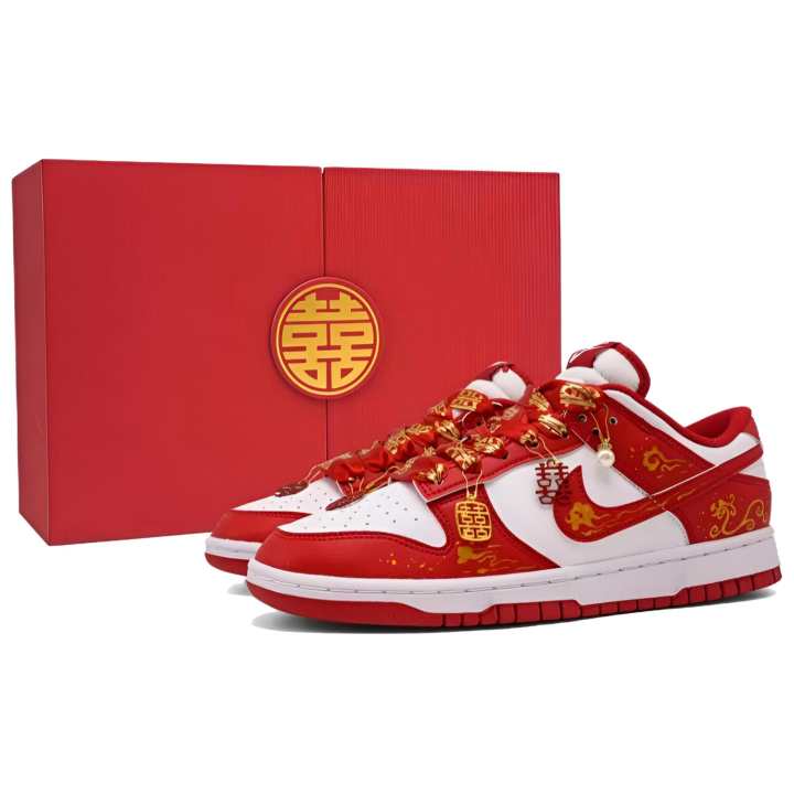 Nike Nike Dunk Abrasion Resistant Slip Resistant Low top Skateboard Shoes Men's White Red