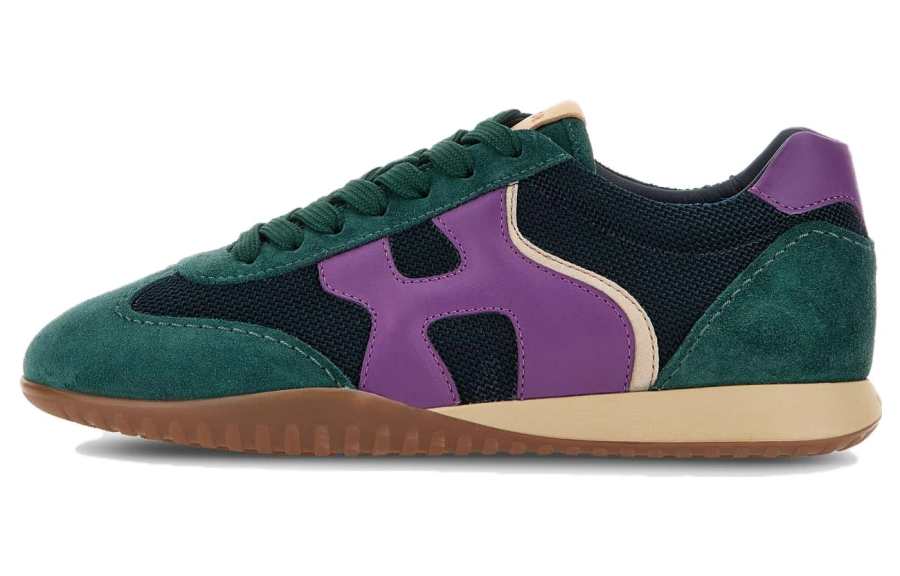HOGAN Olympia Leather Low top Casual Shoes Women's Green Purple Blue