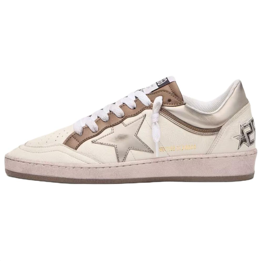 Golden Goose Ball Star LTD Sheepskin Leather Low top Skateboard Shoes Women's White