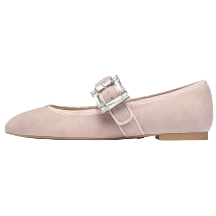 Stuart Weitzman Stuart Weitzman/SW JUNE Cow Leather Flat Mary Jane Shoes Women's Nude Pink