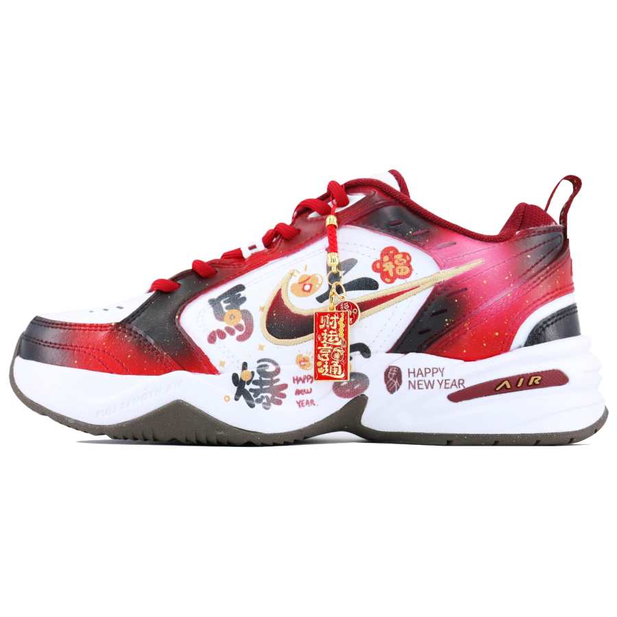 Nike Nike Air Monarch 4 Instant Wealth Overnight Abrasion Resistant Low top Casual Shoes Unisex White Red Gold