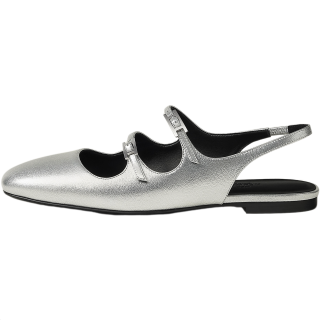 HERMES Mila Sheepskin Casual Shoes 1CM Women's Silver Gray