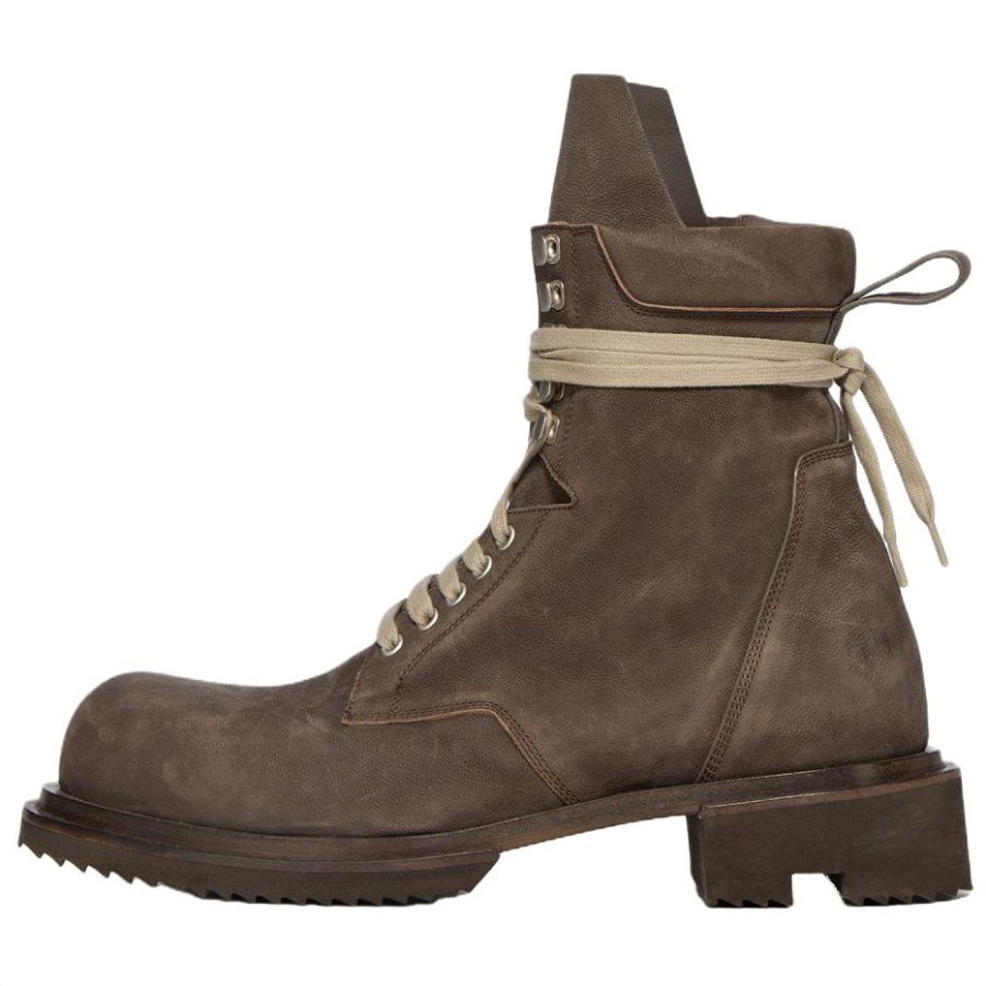 RICK OWENS /RO Temple Calfskin Short Combat Boots 4cm Men's Brown