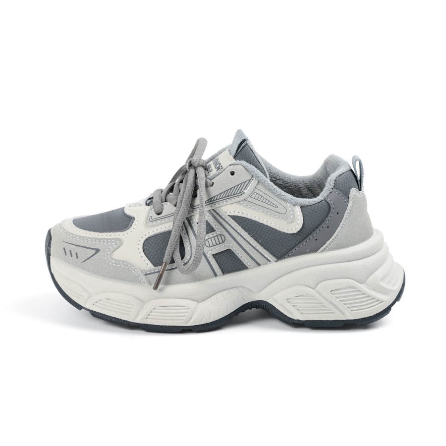 HUANQIU Fleece Lined, Fashion Versatile Height Increasing Thermal Low top Chunky Sneakers Women's