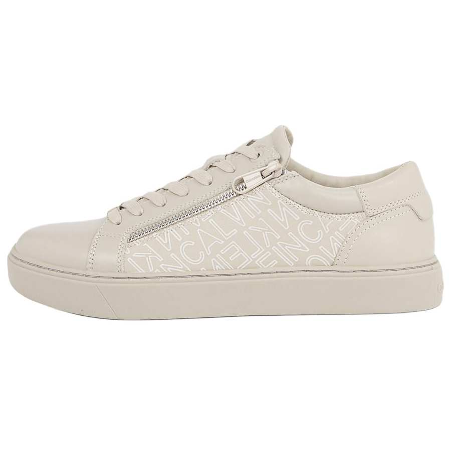 CALVIN KLEIN Leather Skateboard Shoes 3.8cm Men's Beige