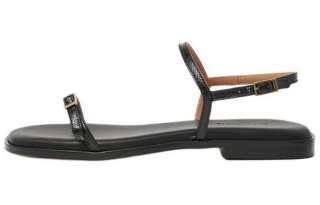 FLATTERED Leather One Strap Sandals 1CM Women's Black