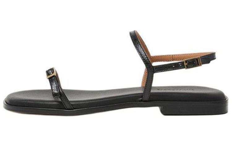 FLATTERED FLATTERED Leather One Strap Sandals 1CM Women's Black