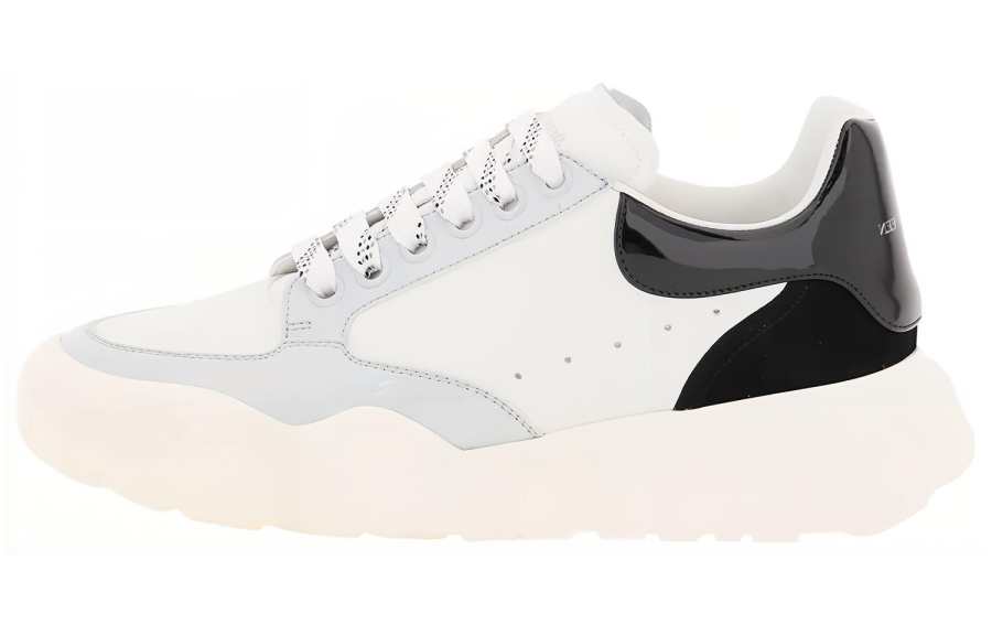 Alexander McQueen Court Leather Sneakers 'White Black Grey' Women's