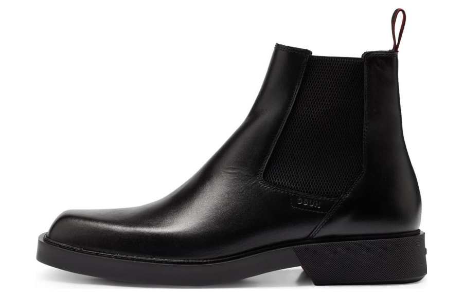 HUGO BOSS Leather Short Chelsea Boots Men's Black