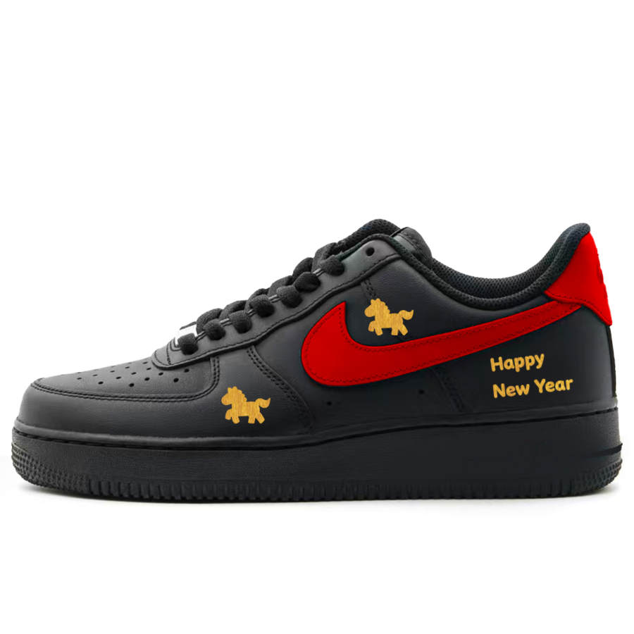 Nike Nike Air Force 1 Fiery Gold Horse Abrasion Resistant Low top Skateboard Shoes Unisex
