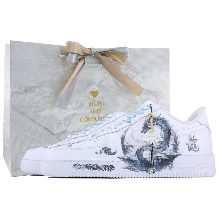 Nike Nike Air Force 1 SDS Jiao Long Low top Skateboard Shoes Men's White Blue