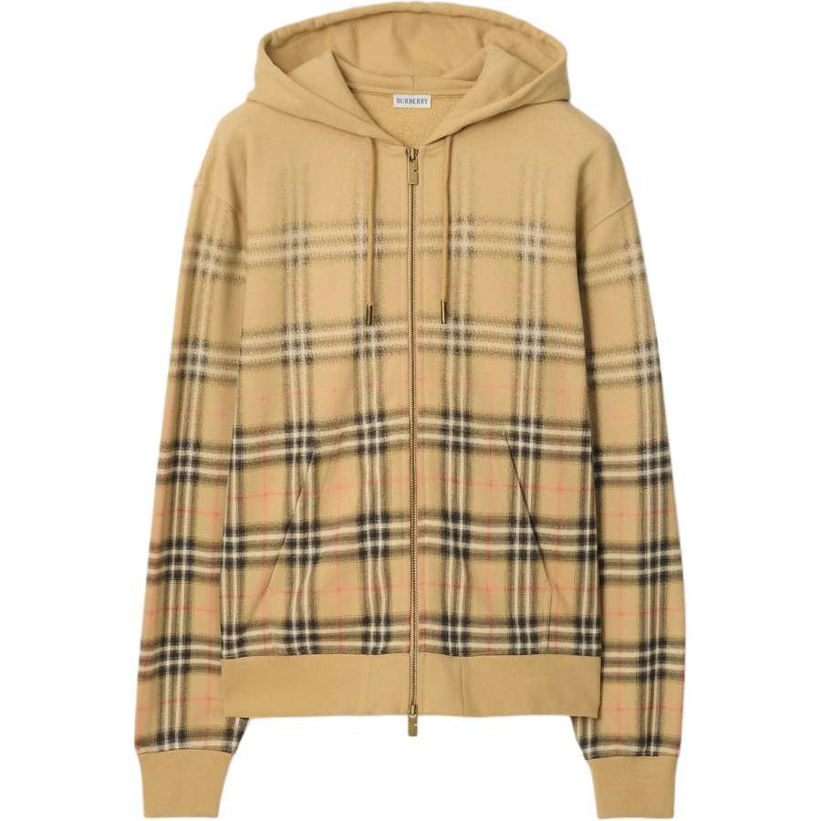 Burberry zip-up hooded check-pattern hoodie
