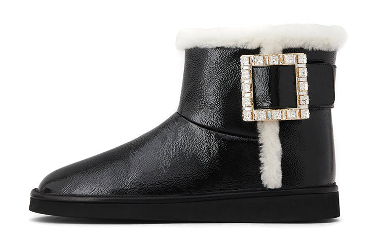 Roger Vivier Viv' Snow Strass Buckle Rhinestone Buckle Ankle Boots Women's Black
