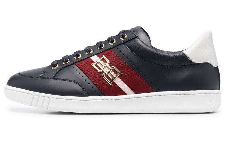 BALLY Winton Cow Leather Low top Stylish Skateboarding Shoes Men's Black White Red