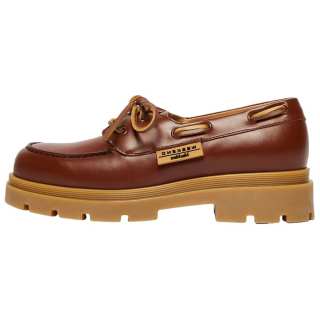 WEEKEND MaxMara Leather Boat Shoes Women's Umber