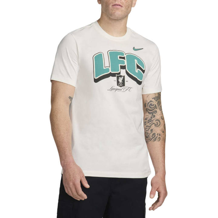 Nike Nike Liverpool T Shirts Men's Sail White Crew Neck Moderate