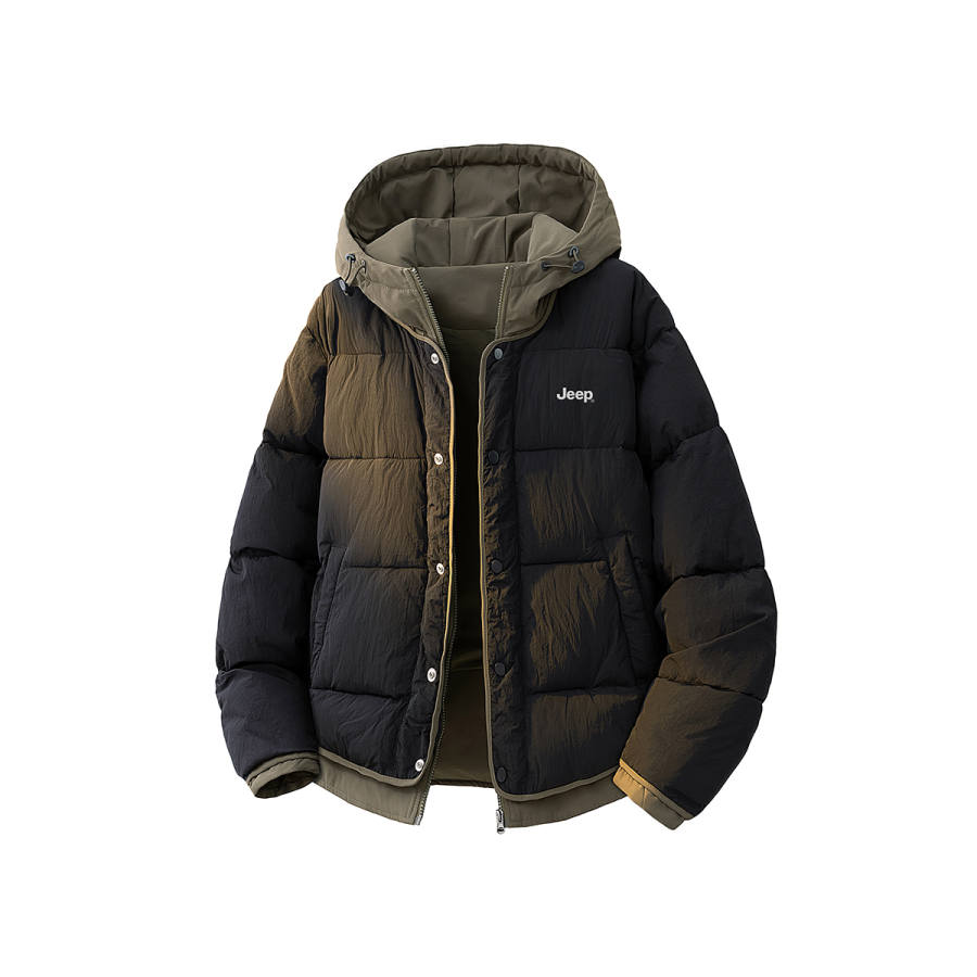 Jeep Lifestyle Puffer Jackets Unisex Hooded Moderate Mock Two Piece Puffer Jacket
