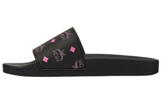 MCM Slide Slippers Women's Black Pink