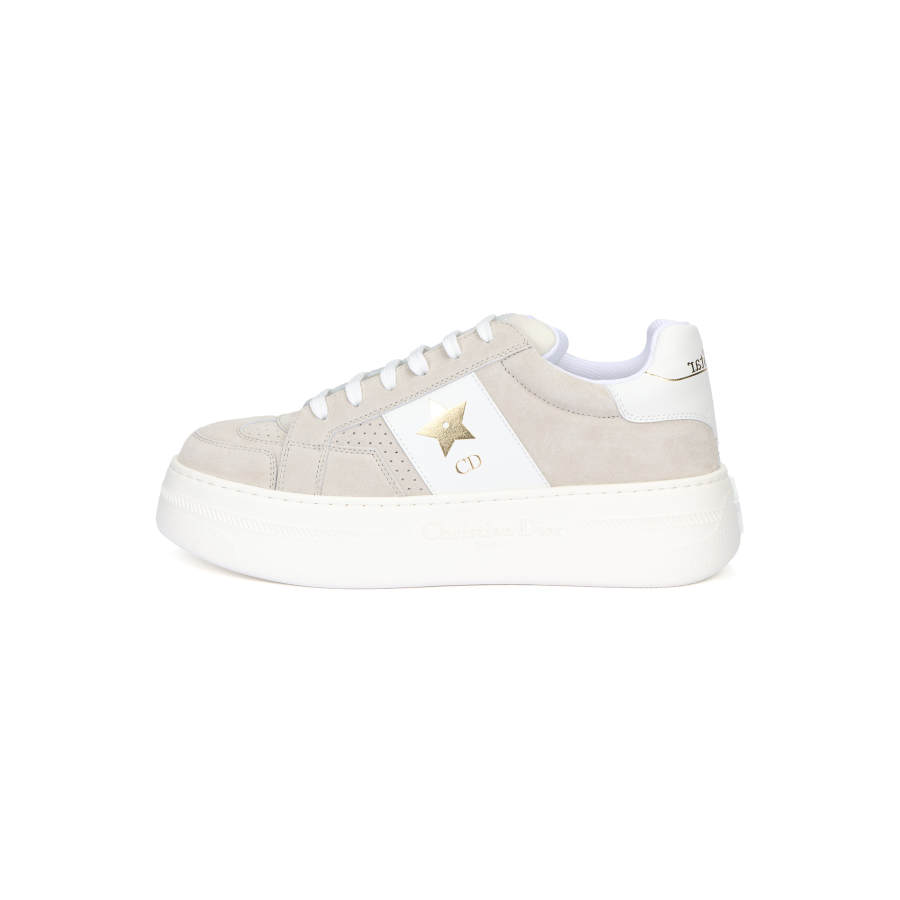 DIOR Star Platform Shoes Cow Leather Low top Skateboard Shoes Women's Light Beige
