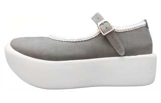Tokyo Bopper Leather Chunky Heel Mary Jane Shoes 5CM Women's Gray