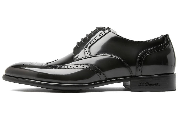 S.T.Dupont S. T.DUPONT Polished Open Edge Pearl Brocade Derby Business Dress Shoes Men's Black Gray