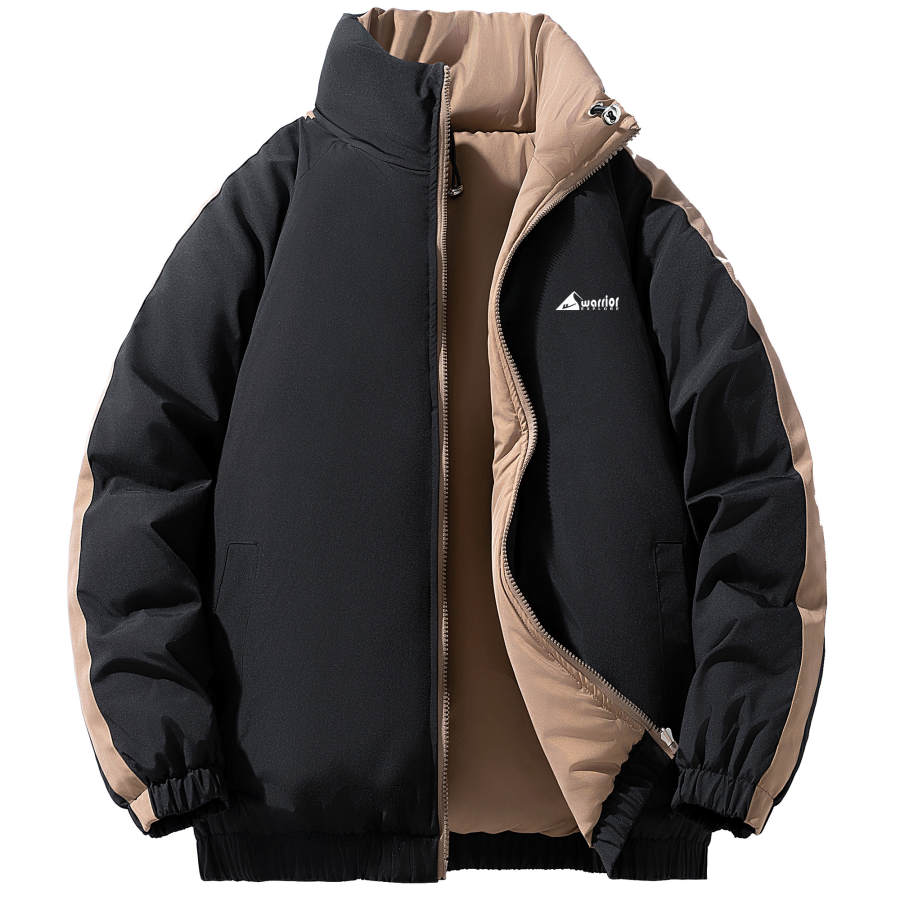 WARRIOR WARRIOR Puffer Jackets Unisex Stand Collar Thickened Reversible