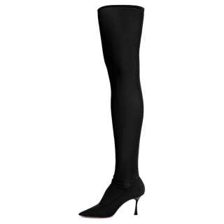 STUDIO AMELIA RAZOR Mesh Over the knee Boots Women's Black