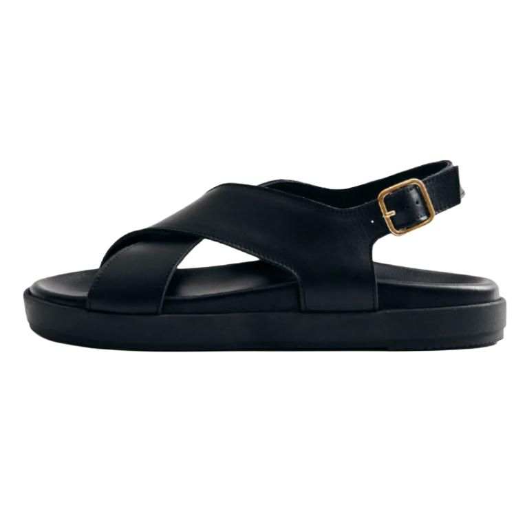 ALOHAS Nico Leather One Strap Sandals 3cm Women's Black