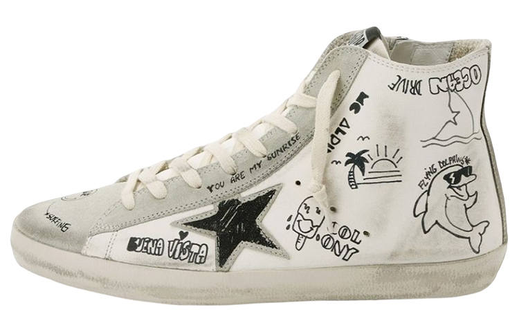 Golden Goose Francy Leather Skateboard Shoes Women's White Distressed