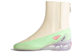 RAF SIMONS Cycloid 4 Leather Ankle Boots Men's Beige Green Purple