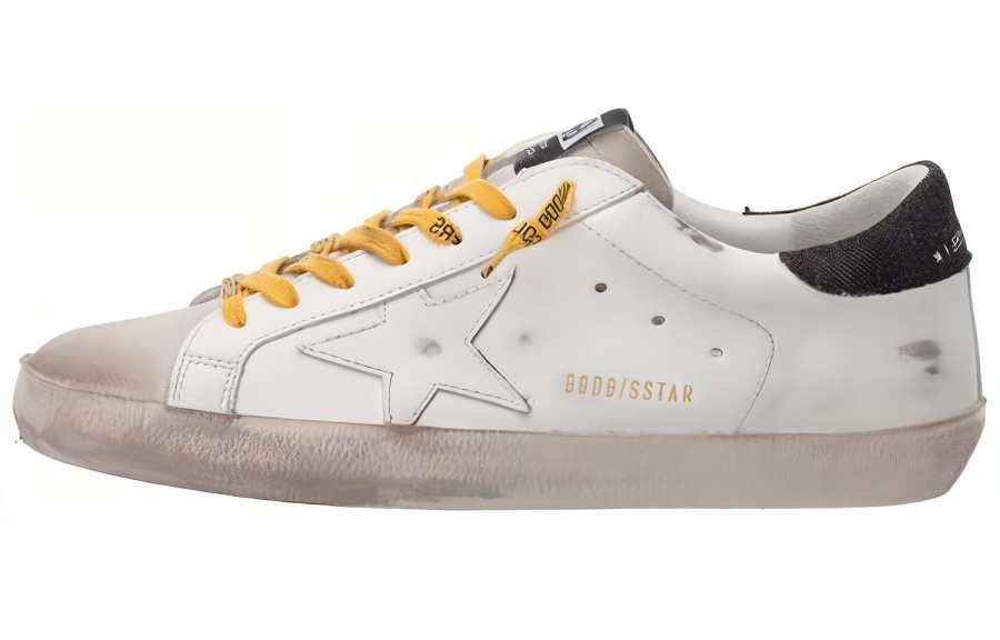 Golden Goose Super Star Low top Stylish Skateboarding Shoes Men's White Black Yellow Distressed