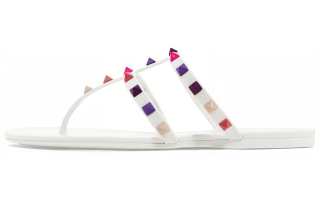 Valentino Rockstud Flip Flops Women's White