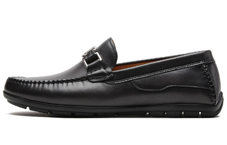S.T.DUPONT Top Grain Cow Leather Gommino Loafers Men's Black